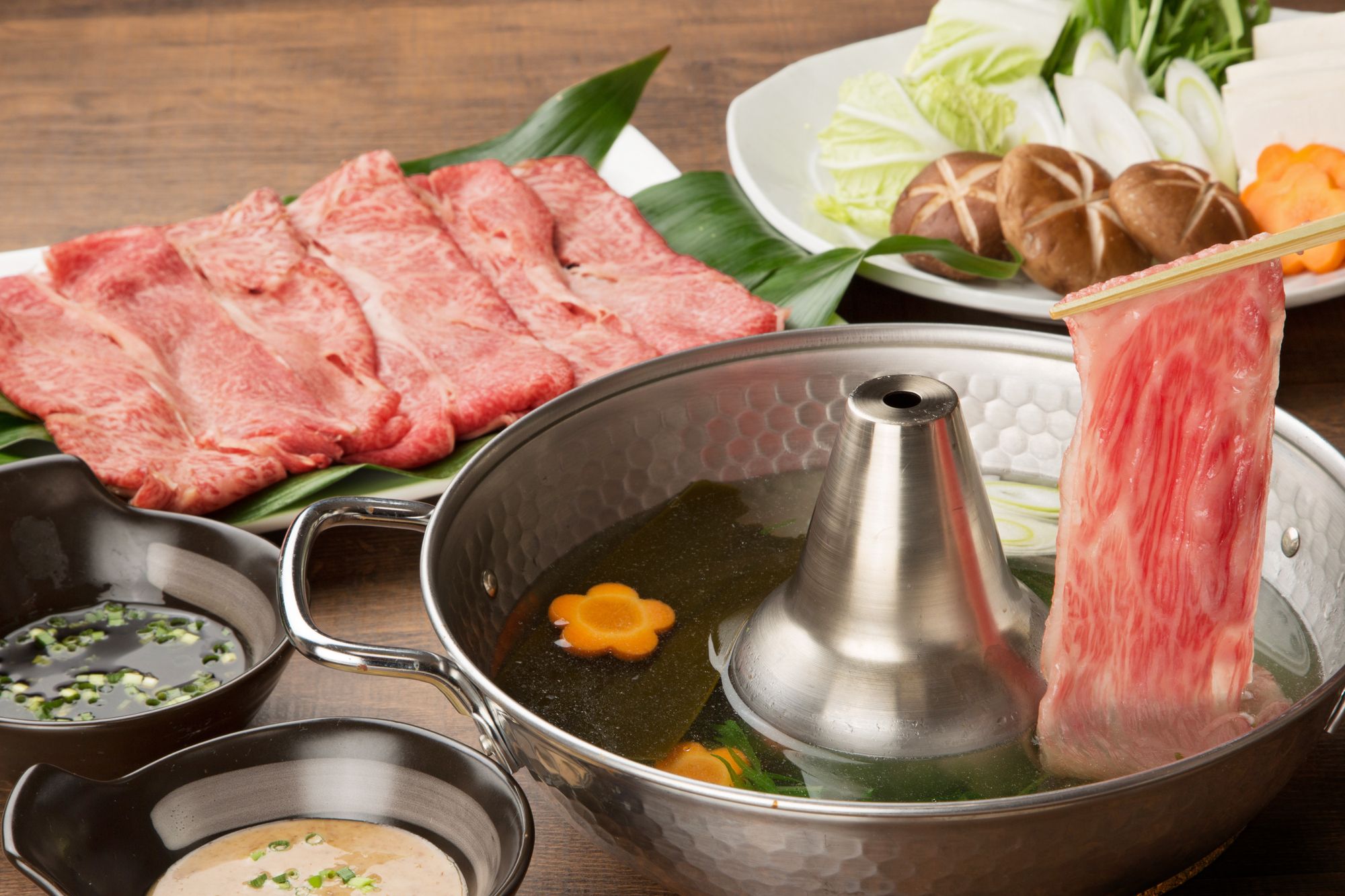 Shabu Shabu with 2 Types of Dipping Sauces and Egg-Drop Zosui