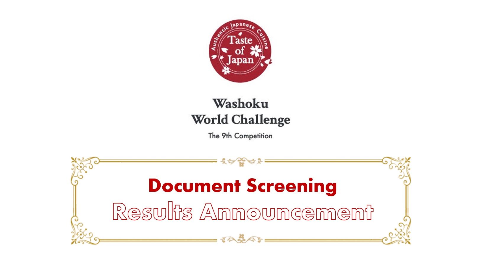 The 9th Washoku World Challenge Announcement of the Document Screening Results