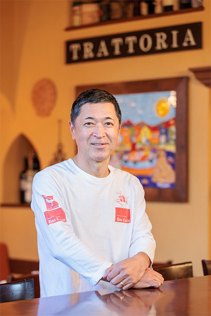 Photo of Chef Ishikawa, a native son of Maesawa in Iwate prefecture, at Don Ciccio