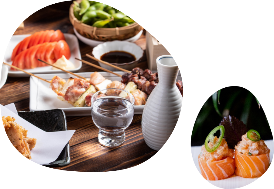 Sake and sushi image
